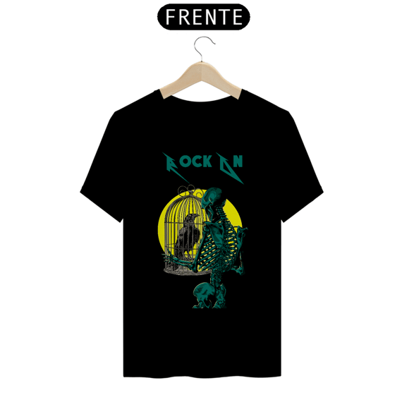 Camiseta Reta Skeleton with Caged Crow