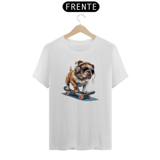 Nome do produto Camiseta Pets - Bulldog 2 no Skate Color - Unissex