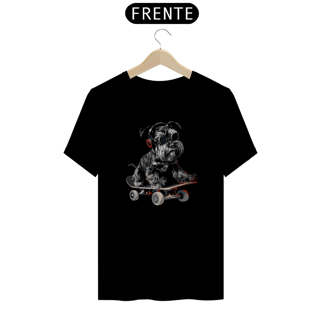 Nome do produto Camiseta Preta Pets - Schnauzer Skate e Música - Unissex
