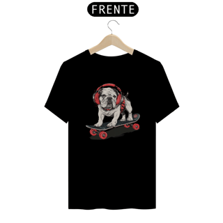 Nome do produto Camiseta Pets - Bulldog no Skate Color - Unissex
