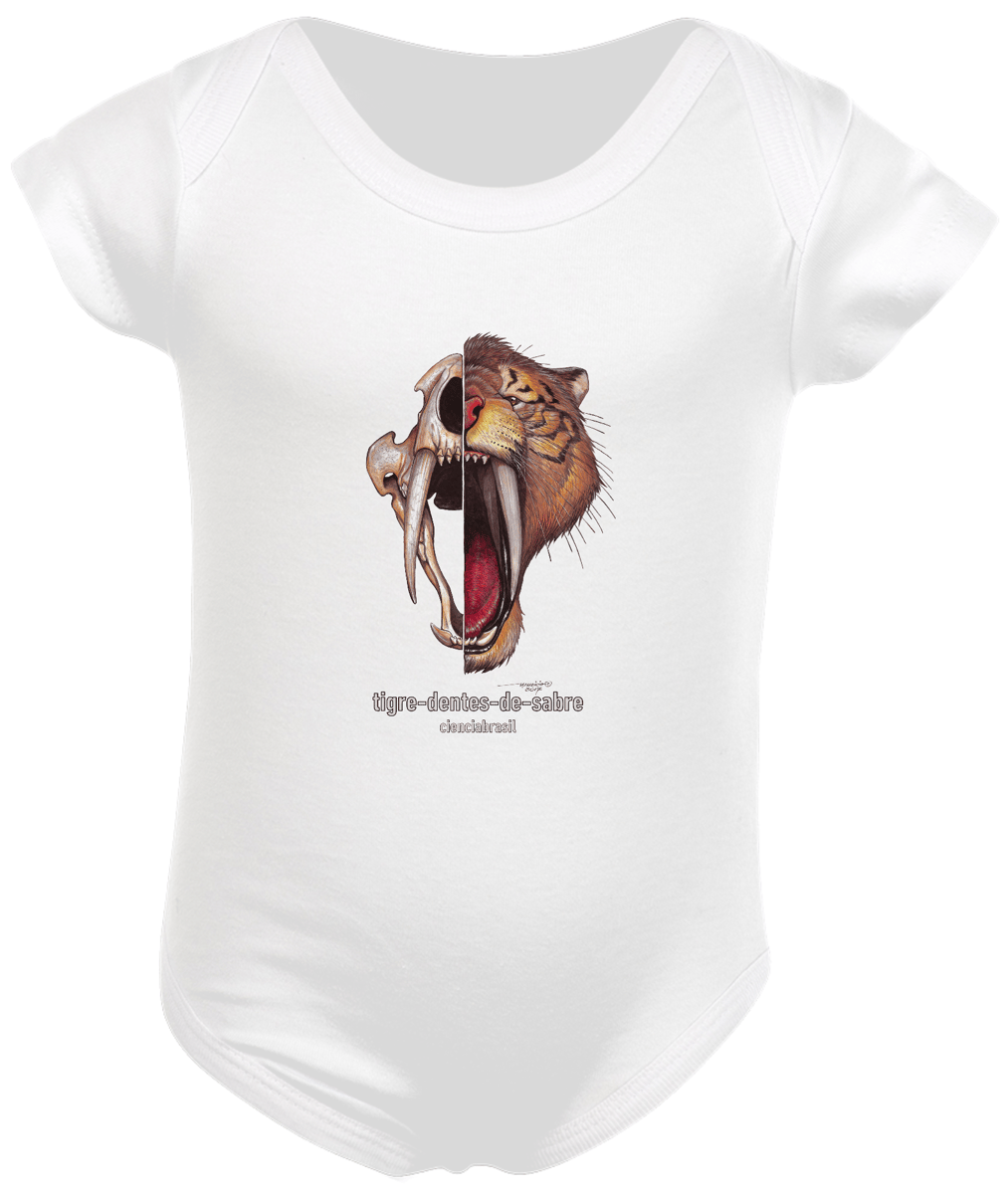 Nome do produto: Body Infantil caras Tigre-dentes-de-sabre