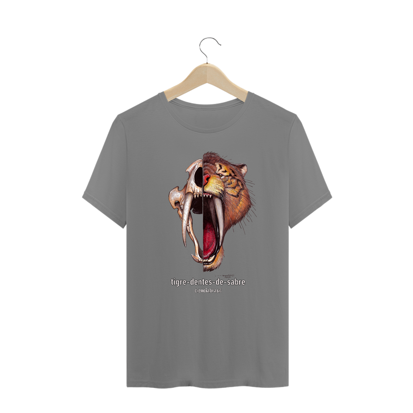 T-Shirt Plus Size caras Tigre-dentes-de-sabre