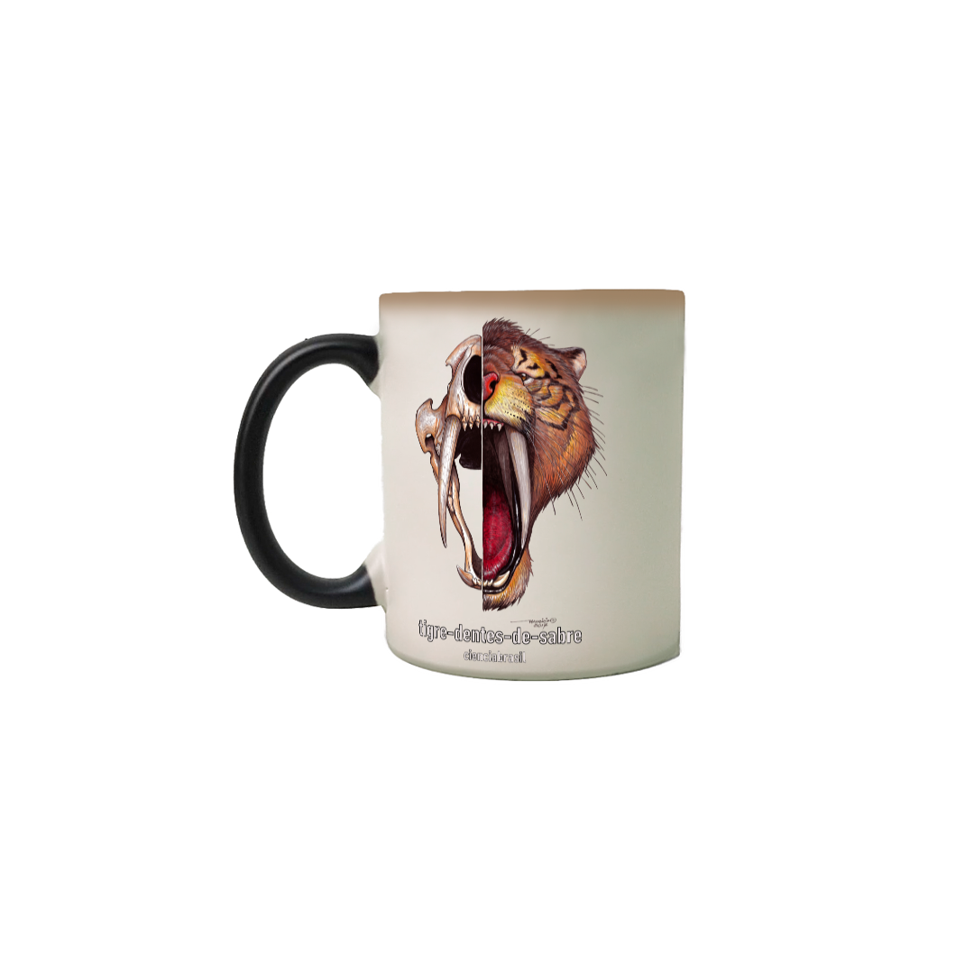 Nome do produto: caneca mágica caras tigre-dentes-de-sabre