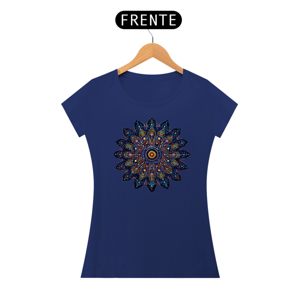 Nome do produto: Camiseta Feminina Algodão Pima Mandala Pontilhismo