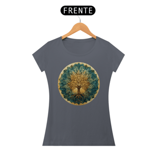 Nome do produto Camiseta Feminina de Algodão Pima Mandala  Árvore da Vida