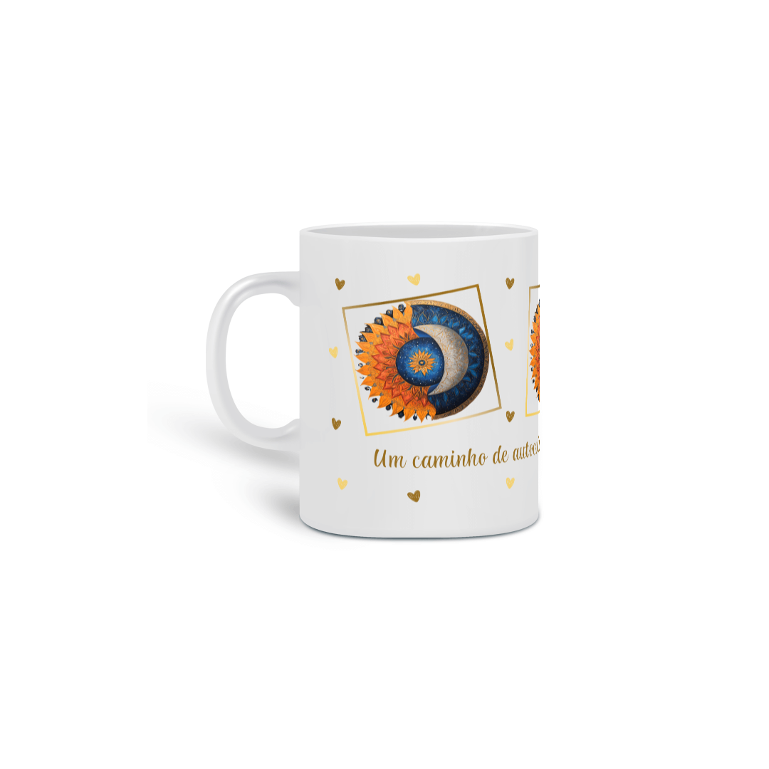 Nome do produto: Caneca de Porcelana Mandala SoLuna. Um caminho de autocuidado, prosperidade e otimismo