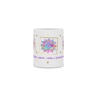 Nome do produto Caneca de Porcelana Mandala dos Cristais. Proteção, amor, cura e prosperidade.