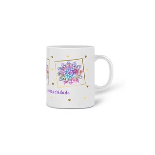 Nome do produto Caneca de Porcelana Mandala dos Cristais. Proteção, amor, cura e prosperidade.
