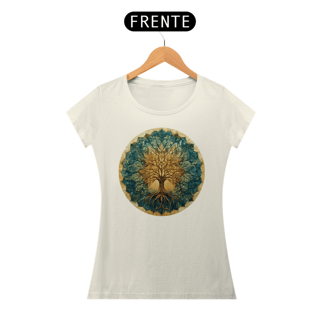 Nome do produto Camiseta Feminina de Algodão Pima Mandala  Árvore da Vida