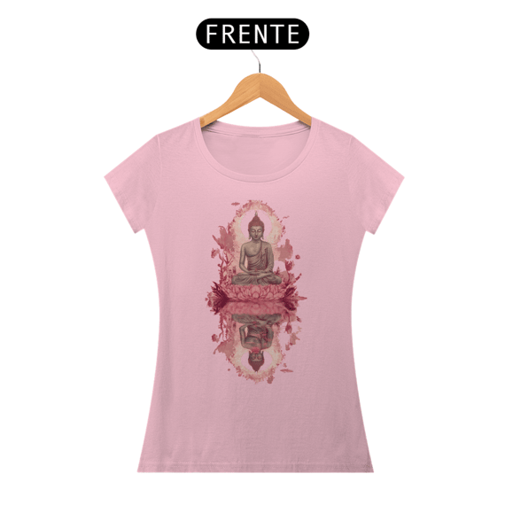 Camiseta Feminina Algodão Pima Mandala do Buda (Espelhado)