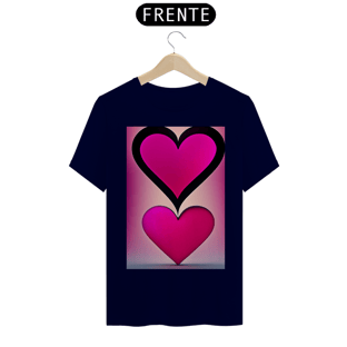 Nome do produtoCamisetaForma de coração em cor magenta viva , fundo escuro , letras 