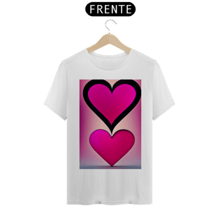Nome do produtoCamisetaForma de coração em cor magenta viva , fundo escuro , letras 