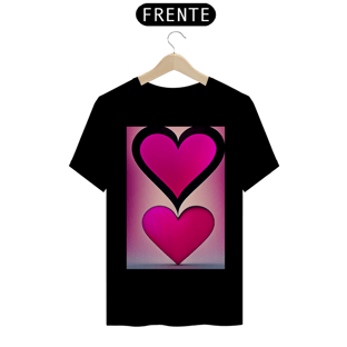 Nome do produtoCamisetaForma de coração em cor magenta viva , fundo escuro , letras 