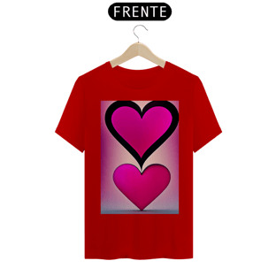 Nome do produtoCamisetaForma de coração em cor magenta viva , fundo escuro , letras 