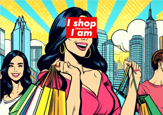 Nome do produto Retrato - I shop therefore I am
