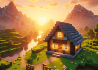 Nome do produto Retrato - Minecraft Por do Sol