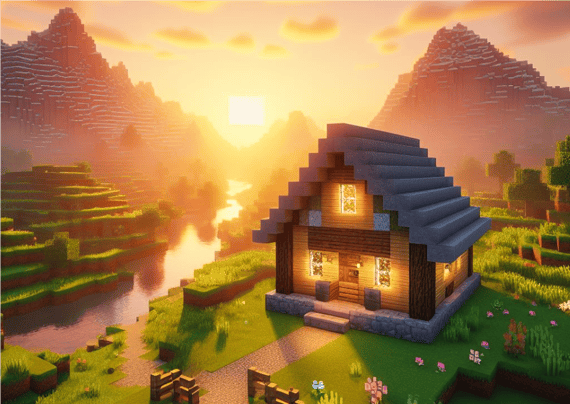 Retrato - Minecraft Por do Sol