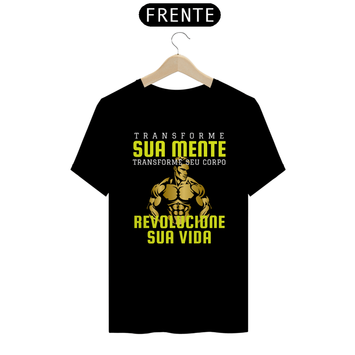 Nome do produto: Camiseta Gym Performance Masculina Poliéster Seca Rápida Estampa “Transforme sua mente, transforme…”