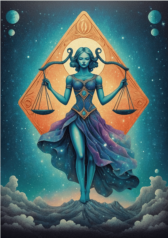 Pôster Ilustração - Signo de Libra - Sem Moldura - Orientação Retrato - Tamanhos: A0, A1, A2 e A3 - Fine