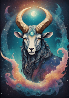Nome do produto Pôster Ilustração - Signo de Capricórnio - Sem Moldura - Orientação Retrato - Tamanhos: A0, A1, A2 e A3 - Fine