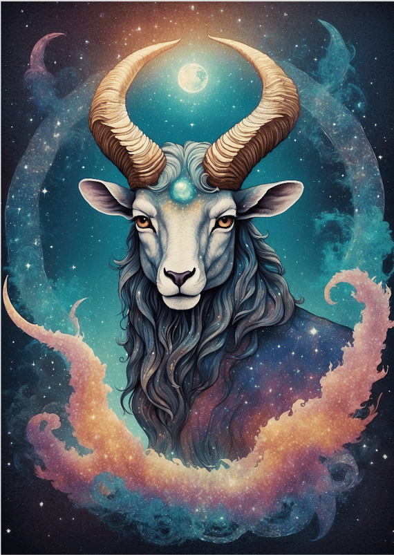 Pôster Ilustração - Signo de Capricórnio - Sem Moldura - Orientação Retrato - Tamanhos: A0, A1, A2 e A3 - Fine