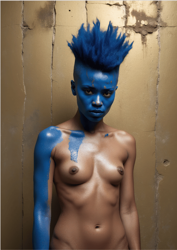 Pôster Foto Ilustração Artística - Femme Bleue 02 - Nu 16 - Sem Moldura - Orientação Retrato - Tamanhos: A, A1, A2 e A3 - Fine Art