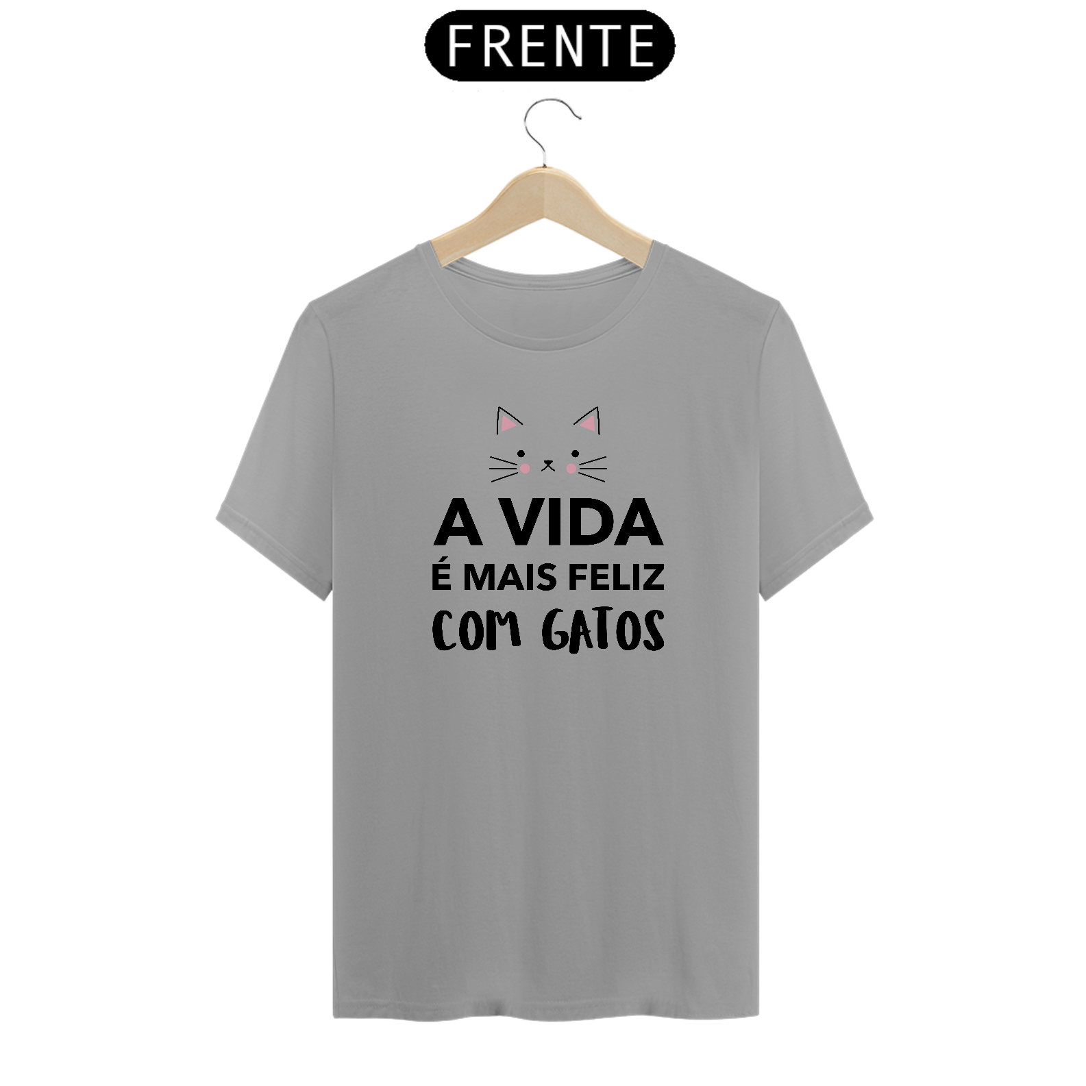 CAMISETA VIDA FELIZ COM GATOS (BLACK)