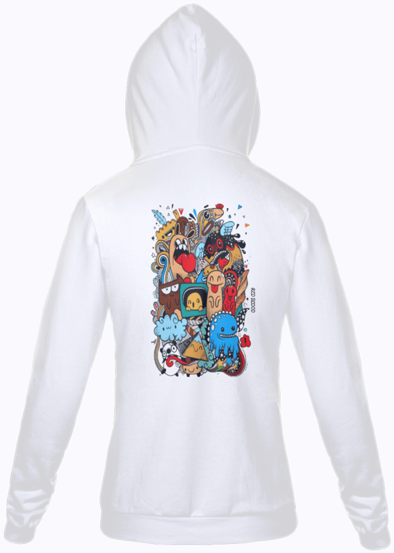 BLUSA UNISSEX DESENHO NO FUNDO COM ZÍPER