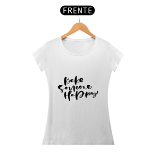Nome do produto Camiseta Baby long Bake someone happy (letra preta)