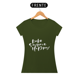 Nome do produto Camiseta Baby long Bake someone happy (letra branca)