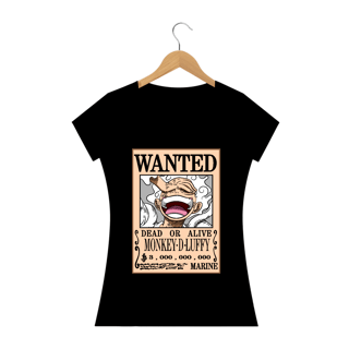 Camiseta feminina Luffy Cartaz de Procurado - One Piece