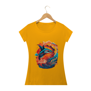 Nome do produto Camiseta Feminina Baby Look Tubarão