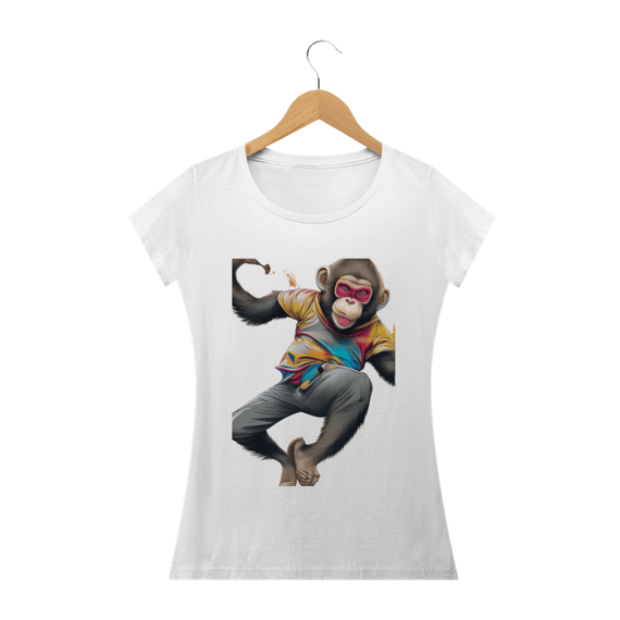 Camiseta Feminina Baby Long Macaco Ninja