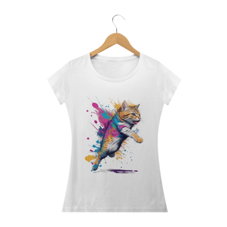 Nome do produto Camiseta Feminina Baby Look Gato Artista