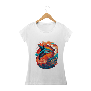 Nome do produto Camiseta Feminina Baby Look Tubarão