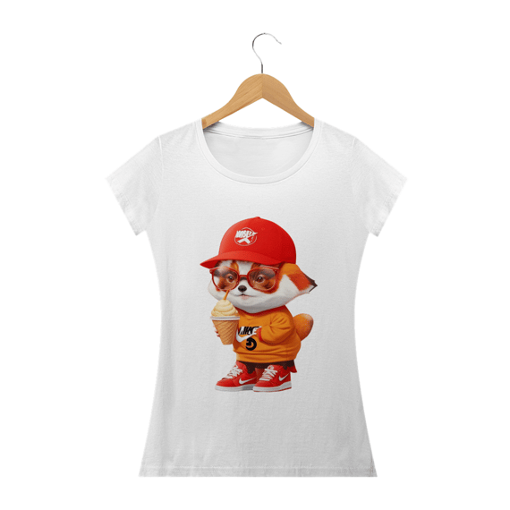 Camiseta Feminina Baby Look Panda Estiloso