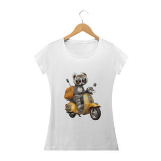 Nome do produto Camiseta Feminina Baby Look Gaxinim Motoqueiro