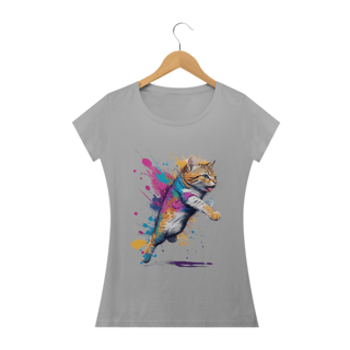 Nome do produto Camiseta Feminina Baby Look Gato Artista