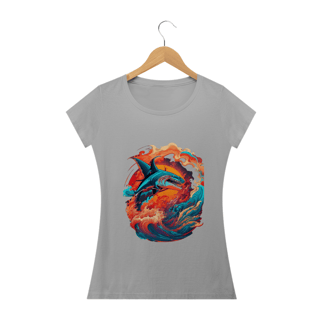 Nome do produto Camiseta Feminina Baby Look Tubarão