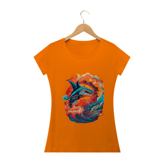 Nome do produto Camiseta Feminina Baby Look Tubarão
