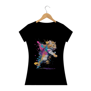 Nome do produto Camiseta Feminina Baby Look Gato Artista