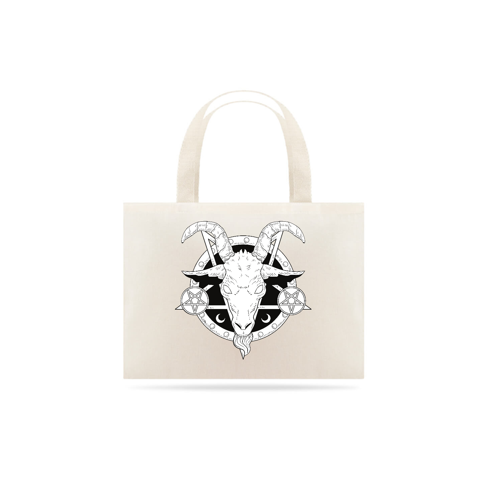 Ecobag de Baphomet com pentagramas invertidos bode