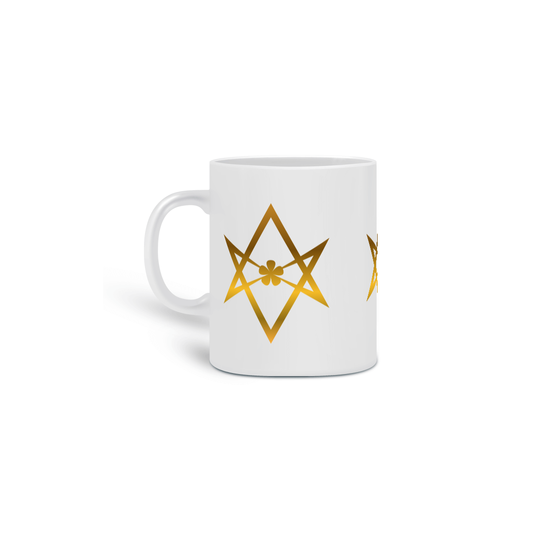 Caneca hexagrama unicursal dourado