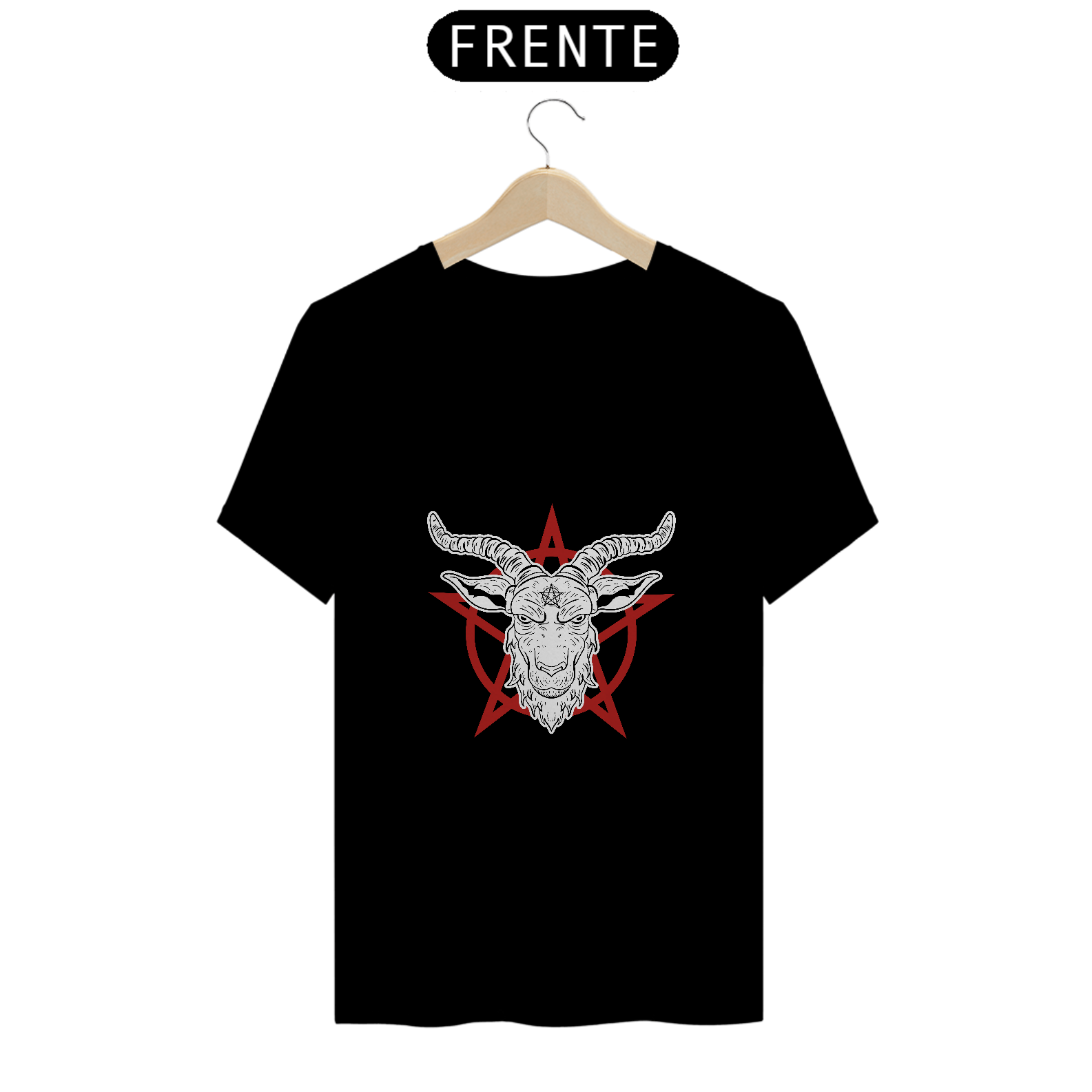 Camiseta bode branco com pentagrama