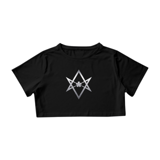 Cropped hexagrama unicursal prata