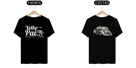 Camiseta Prime - Meu Carro é Antigo - Estampa Frente e costas - preta