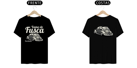 Camiseta Prime Masculina - Vamo de Fusca - Estampa Frente e costas - cor preta