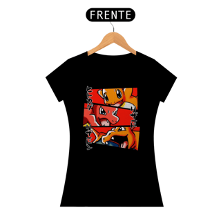 Nome do produtoEvolução Charmander, Charmeleon, Charizard - Pokemon | Camiseta Feminina