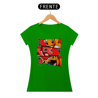 Nome do produtoEvolução Charmander, Charmeleon, Charizard - Pokemon | Camiseta Feminina