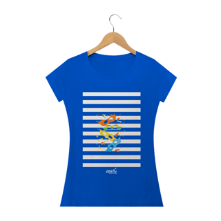 Nome do produto Camiseta Baby Long Clássica Feminina - Carnaval Azul e Branca
